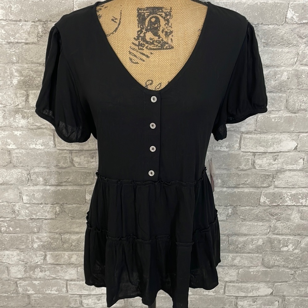 No Boundaries Button Down Peplum Top